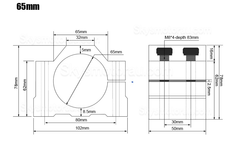 65mm/80mm/100mm/125mm Aluminum Clamp Holder / CNC Spindle Motor Bracket Seat OSP001705